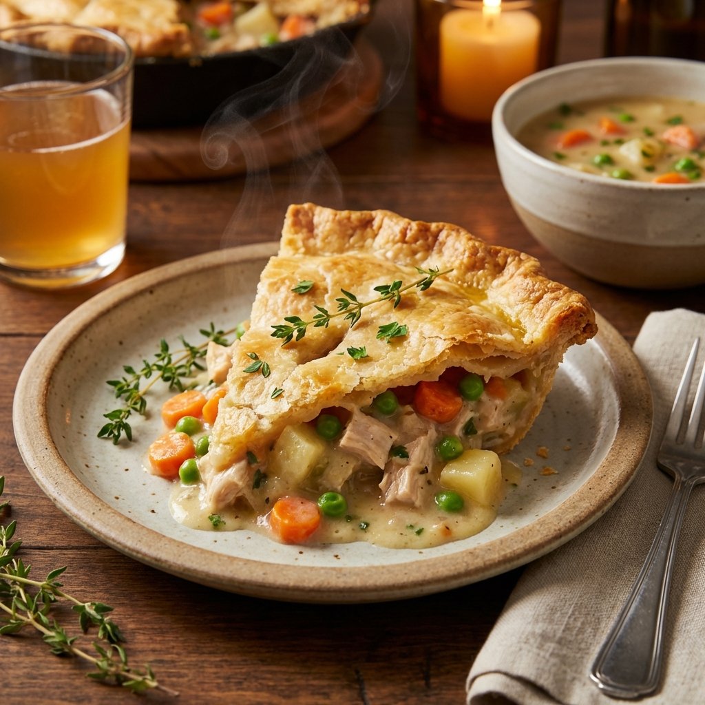 Slice of chicken pot pie