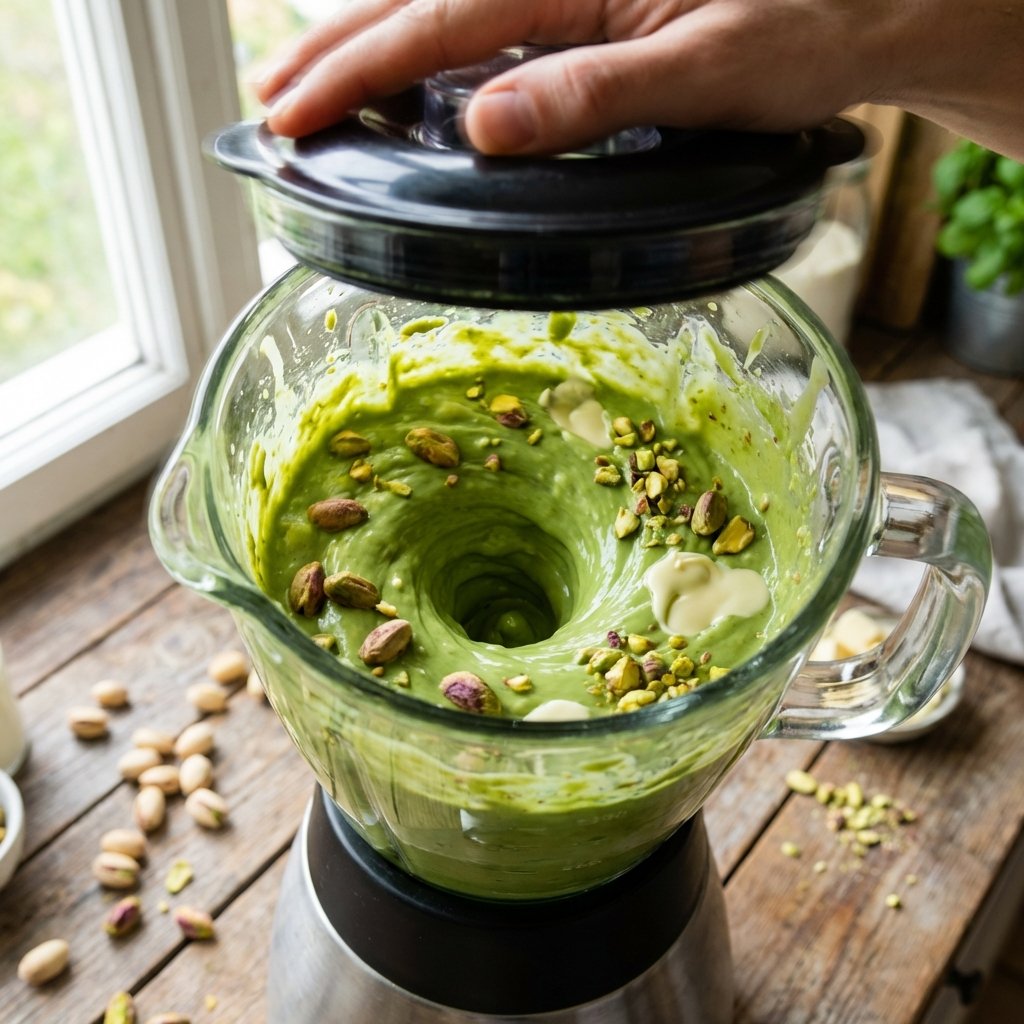Blending pistachio cream