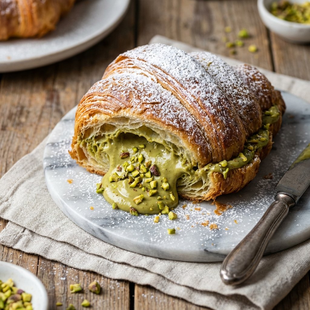 Pistachio cream filled croissant
